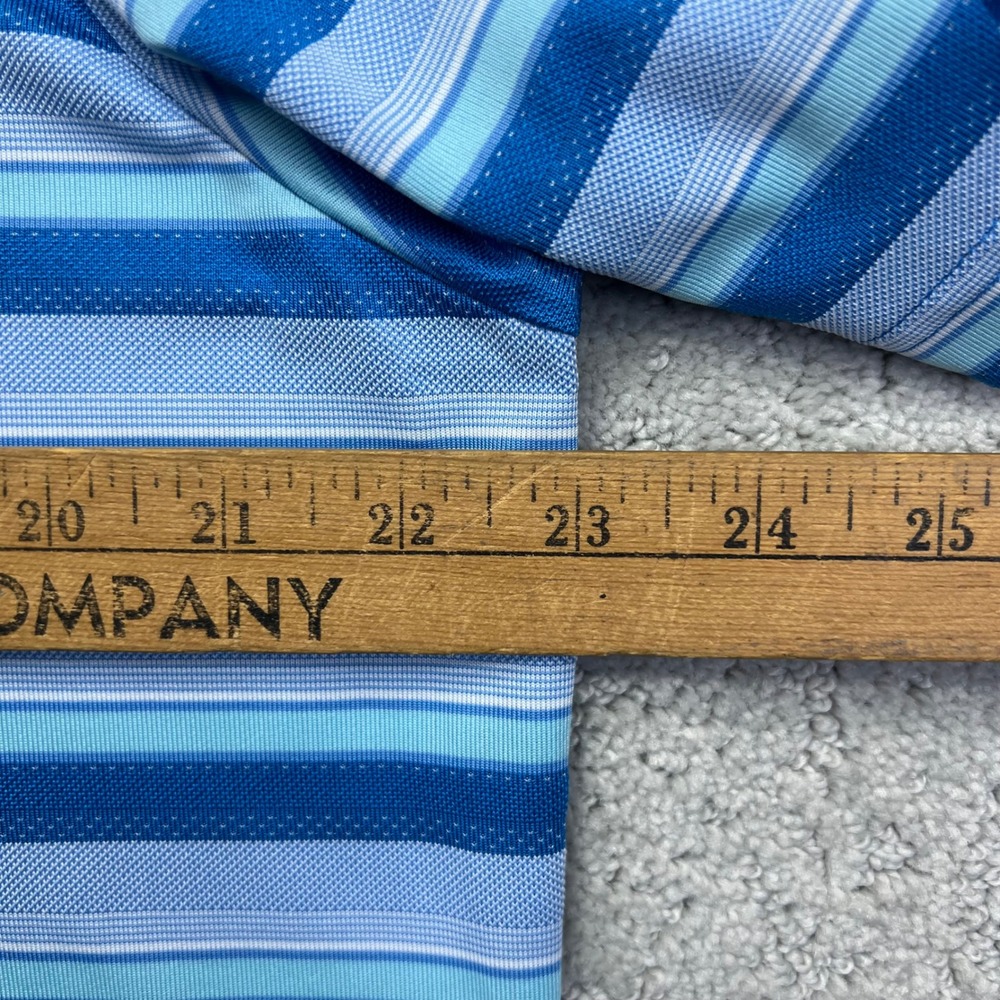 Adidas ClimaCool Golf Polo Shirt Mens Large Blue Striped Tumble Creek Club - Picture 12 of 14